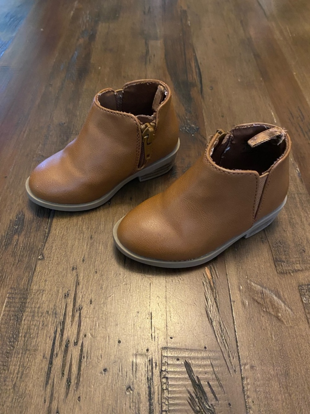 Old Navy Kids Tan Brown Ankle Boots with Side Zip